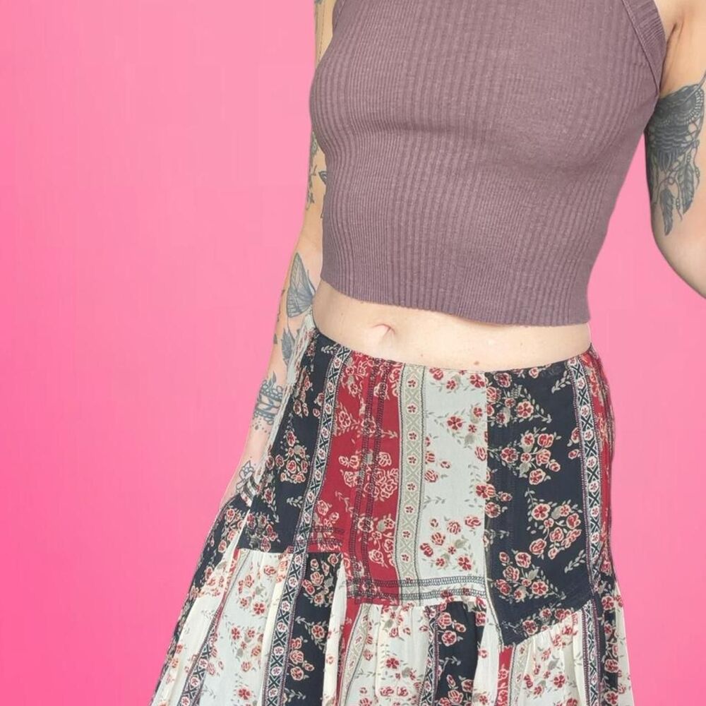 vintage 90s y2k patchwork nine west silk skirt VERY RARE FIND